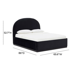 TOV Furniture Marlow Velvet Bed – Luxurious Cream Upholstered Centerpiece with Natural Wood Base for Elegant Spaces Black / Queen REN-B7120-10-11
