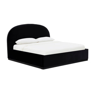 TOV Furniture Marlow Velvet Bed – Luxurious Cream Upholstered Centerpiece with Natural Wood Base for Elegant Spaces Black / King REN-B7120-20-21