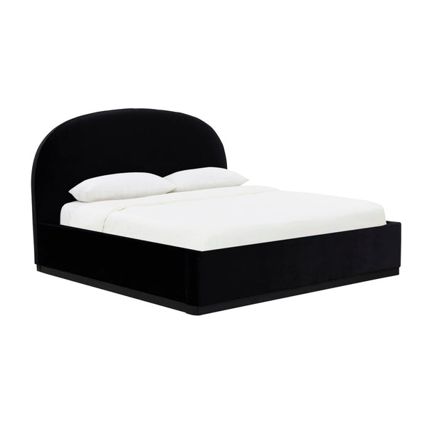 TOV Furniture Marlow Velvet Bed – Luxurious Cream Upholstered Centerpiece with Natural Wood Base for Elegant Spaces Black / King REN-B7120-20-21