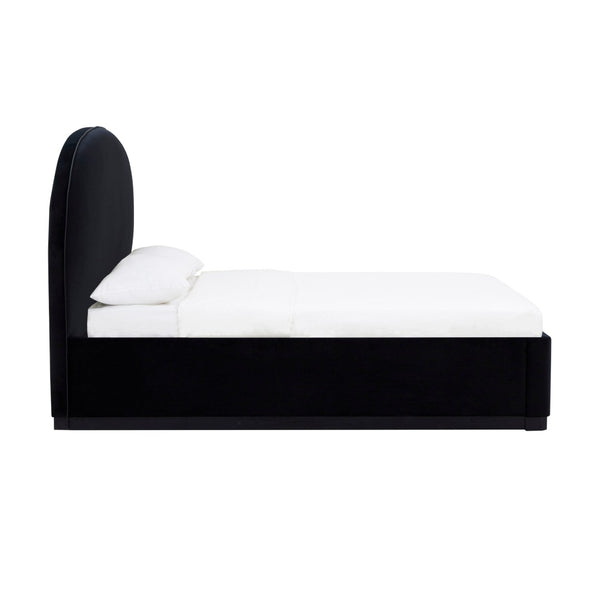 TOV Furniture Marlow Velvet Bed – Luxurious Cream Upholstered Centerpiece with Natural Wood Base for Elegant Spaces Black / King REN-B7120-20-21