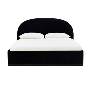 TOV Furniture Marlow Velvet Bed – Luxurious Cream Upholstered Centerpiece with Natural Wood Base for Elegant Spaces Black / King REN-B7120-20-21