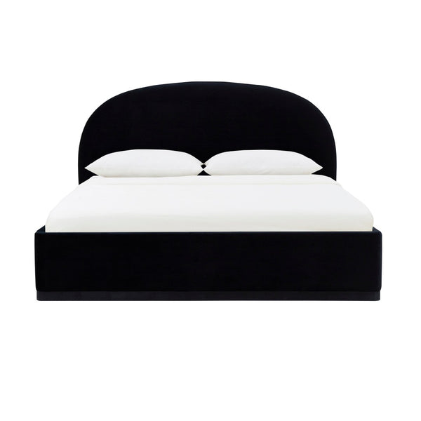 TOV Furniture Marlow Velvet Bed – Luxurious Cream Upholstered Centerpiece with Natural Wood Base for Elegant Spaces Black / King REN-B7120-20-21