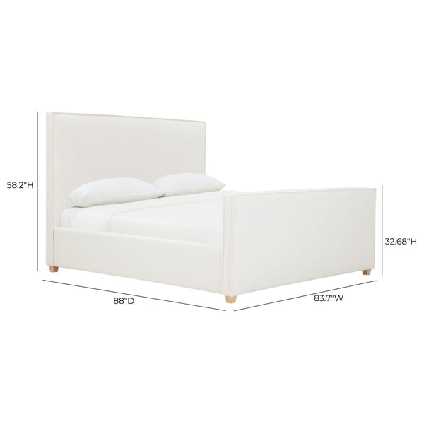 TOV Furniture Bristol Park Ivory Upholstered Bed - Timeless Elegance with Durable Ash Wood Frame & Cozy Comfort King REN-B900-20-21
