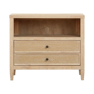 TOV Furniture Bristol Park Charming 30" Whitewashed Oak Nightstand with Soft-Closing Drawers & Open Shelf Storage REN-B900-50