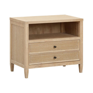 TOV Furniture Bristol Park Charming 30" Whitewashed Oak Nightstand with Soft-Closing Drawers & Open Shelf Storage REN-B900-50