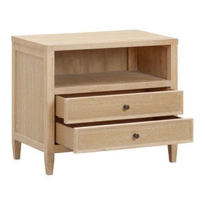 TOV Furniture Bristol Park Charming 30" Whitewashed Oak Nightstand with Soft-Closing Drawers & Open Shelf Storage REN-B900-50