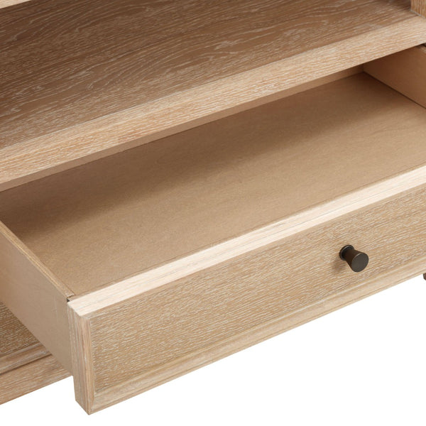 TOV Furniture Bristol Park Charming 30" Whitewashed Oak Nightstand with Soft-Closing Drawers & Open Shelf Storage REN-B900-50