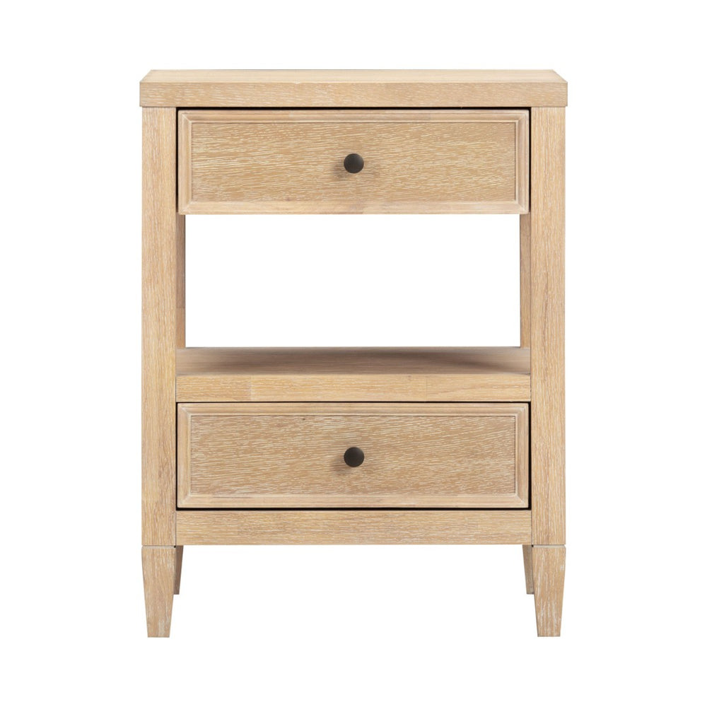 TOV Furniture Bristol Park 20" Whitewashed Oak Nightstand with Soft-Closing Drawers & Open Shelf for Storage REN-B900-51