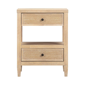 TOV Furniture Bristol Park 20" Whitewashed Oak Nightstand with Soft-Closing Drawers & Open Shelf for Storage REN-B900-51
