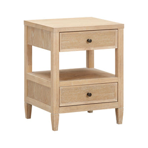 TOV Furniture Bristol Park 20" Whitewashed Oak Nightstand with Soft-Closing Drawers & Open Shelf for Storage REN-B900-51