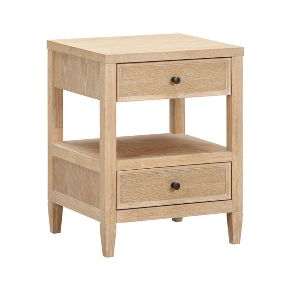 TOV Furniture Bristol Park 20" Whitewashed Oak Nightstand with Soft-Closing Drawers & Open Shelf for Storage REN-B900-51