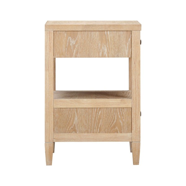 TOV Furniture Bristol Park 20" Whitewashed Oak Nightstand with Soft-Closing Drawers & Open Shelf for Storage REN-B900-51