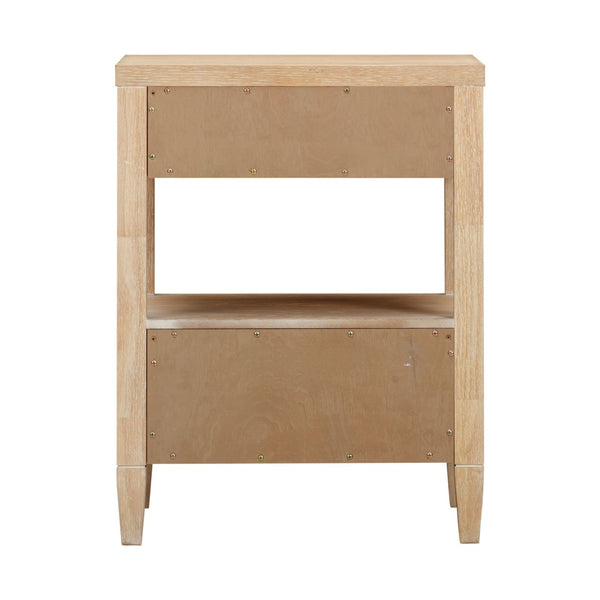 TOV Furniture Bristol Park 20" Whitewashed Oak Nightstand with Soft-Closing Drawers & Open Shelf for Storage REN-B900-51