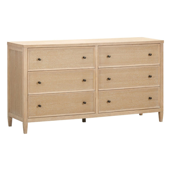 TOV Furniture Bristol Park 62" Whitewashed Oak Dresser with 6 Soft-Closing Drawers for Stylish Bedroom Organization REN-B900-70