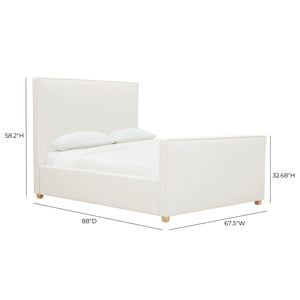 TOV Furniture Bristol Park Ivory Upholstered Bed - Timeless Elegance with Durable Ash Wood Frame & Cozy Comfort Queen REN-B901-10-11