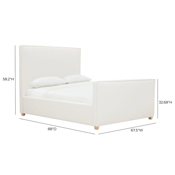TOV Furniture Bristol Park Ivory Upholstered Bed - Timeless Elegance with Durable Ash Wood Frame & Cozy Comfort Queen REN-B901-10-11