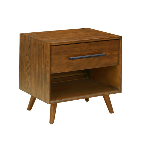 TOV Furniture Emery Walnut Nightstand – Mid-Century Modern Design with Storage Drawer & Open Shelf for Style & Function REN-B940-50