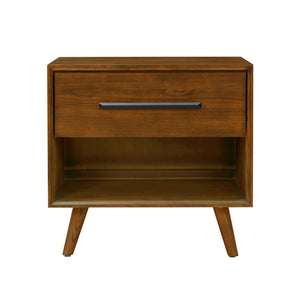 TOV Furniture Emery Walnut Nightstand – Mid-Century Modern Design with Storage Drawer & Open Shelf for Style & Function REN-B940-50
