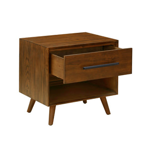 TOV Furniture Emery Walnut Nightstand – Mid-Century Modern Design with Storage Drawer & Open Shelf for Style & Function REN-B940-50