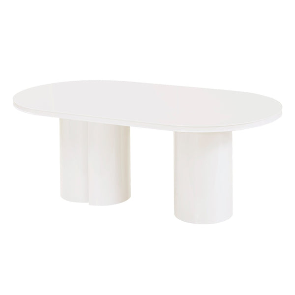 TOV Furniture Elora 79" Lacquer Oval Dining Table - Modern Minimalist Design for Stylish Dining and Entertaining White REN-D4110-15