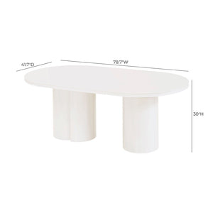 TOV Furniture Elora 79" Lacquer Oval Dining Table - Modern Minimalist Design for Stylish Dining and Entertaining White REN-D4110-15