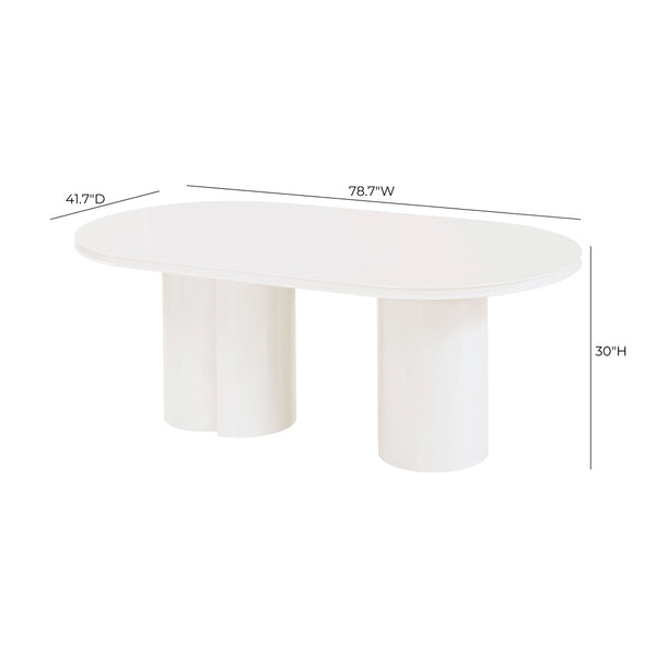 TOV Furniture Elora 79" Lacquer Oval Dining Table - Modern Minimalist Design for Stylish Dining and Entertaining White REN-D4110-15