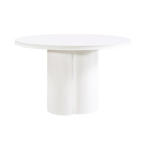 TOV Furniture Elora 47" High-Gloss Round Dining Table - Modern Centerpiece for Stylish Dining Spaces & Gatherings White REN-D4110-16