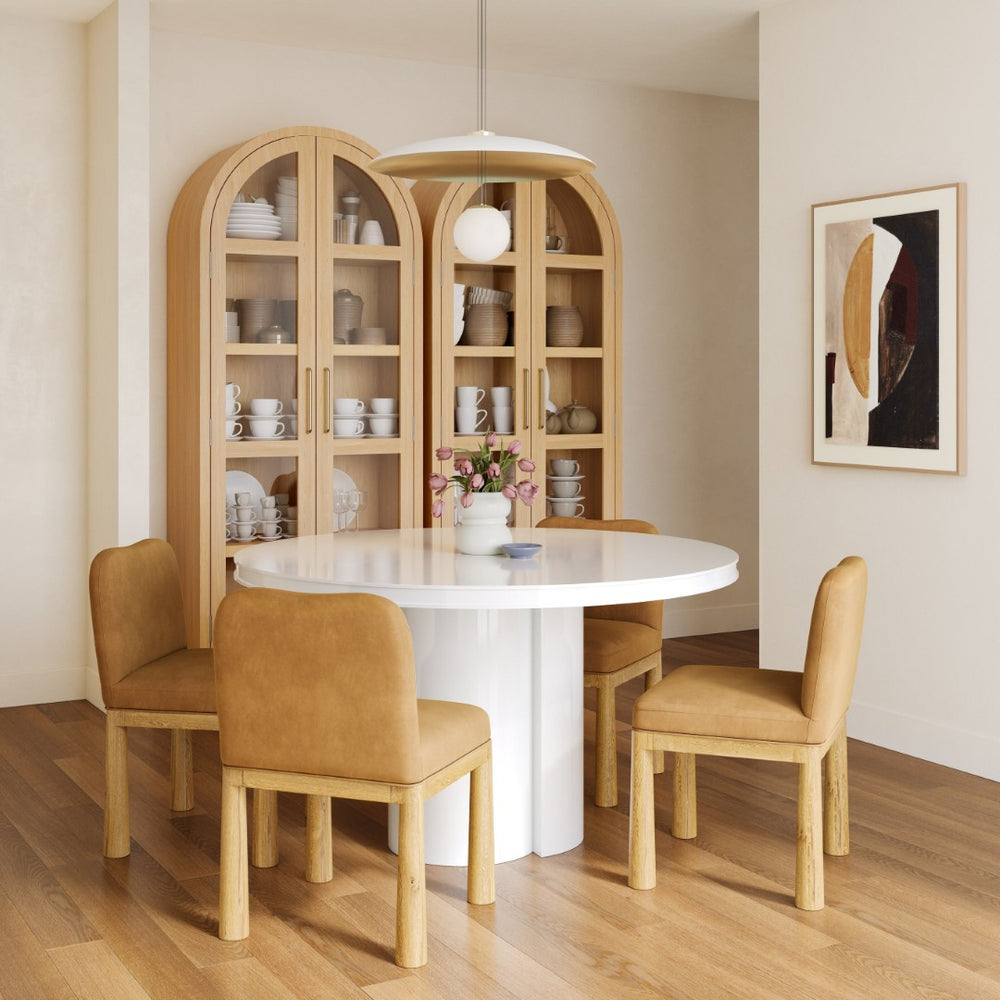 TOV Furniture Elora 47" High-Gloss Round Dining Table - Modern Centerpiece for Stylish Dining Spaces & Gatherings White REN-D4110-16