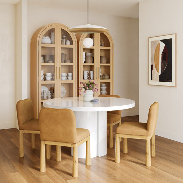 TOV Furniture Elora 47" High-Gloss Round Dining Table - Modern Centerpiece for Stylish Dining Spaces & Gatherings White REN-D4110-16