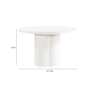TOV Furniture Elora 47" High-Gloss Round Dining Table - Modern Centerpiece for Stylish Dining Spaces & Gatherings White REN-D4110-16
