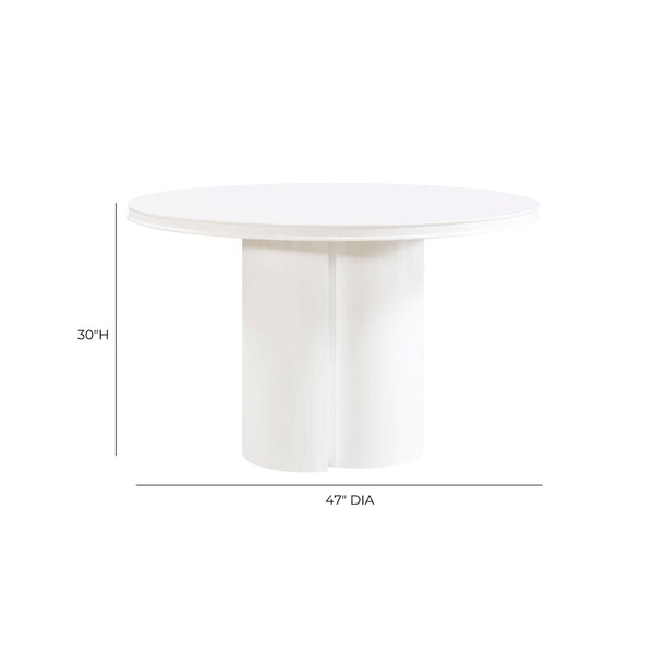 TOV Furniture Elora 47" High-Gloss Round Dining Table - Modern Centerpiece for Stylish Dining Spaces & Gatherings White REN-D4110-16