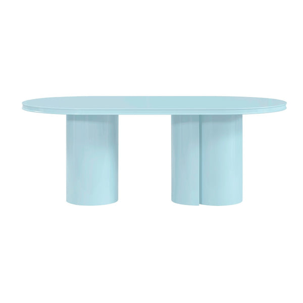 TOV Furniture Elora 79" Lacquer Oval Dining Table - Modern Minimalist Design for Stylish Dining and Entertaining Blue REN-D4120-15