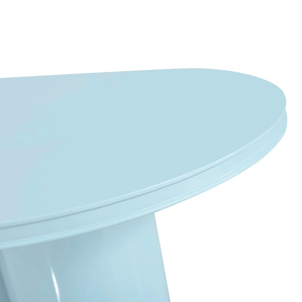 TOV Furniture Elora 79" Lacquer Oval Dining Table - Modern Minimalist Design for Stylish Dining and Entertaining Blue REN-D4120-15