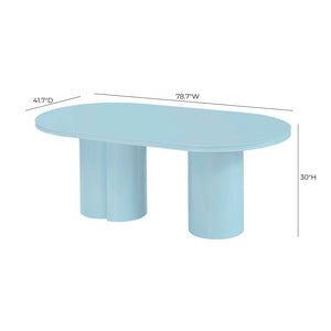 TOV Furniture Elora 79" Lacquer Oval Dining Table - Modern Minimalist Design for Stylish Dining and Entertaining Blue REN-D4120-15