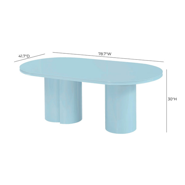 TOV Furniture Elora 79" Lacquer Oval Dining Table - Modern Minimalist Design for Stylish Dining and Entertaining Blue REN-D4120-15