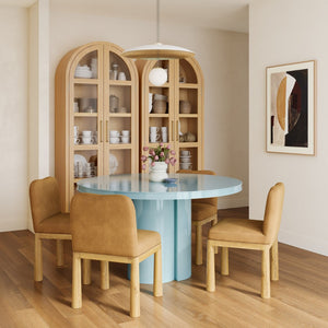 TOV Furniture Elora 47" High-Gloss Round Dining Table - Modern Centerpiece for Stylish Dining Spaces & Gatherings Blue REN-D4120-16