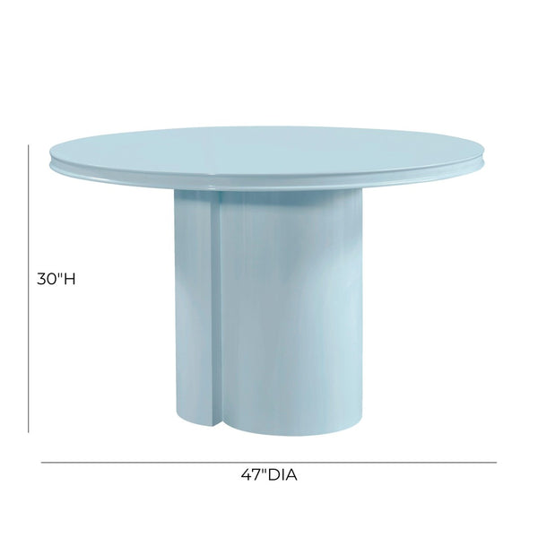 TOV Furniture Elora 47" High-Gloss Round Dining Table - Modern Centerpiece for Stylish Dining Spaces & Gatherings Blue REN-D4120-16