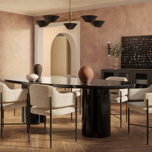 TOV Furniture Zola 94.5" Oval Dining Table - Contemporary Glamour with High-Gloss Finish for Stylish Gatherings Black REN-D5110-15