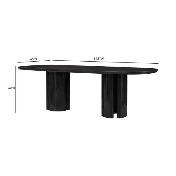 TOV Furniture Zola 94.5" Oval Dining Table - Contemporary Glamour with High-Gloss Finish for Stylish Gatherings Black REN-D5110-15