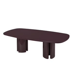 TOV Furniture Zola 94.5" Oval Dining Table - Contemporary Glamour with High-Gloss Finish for Stylish Gatherings Burgundy REN-D5120-15