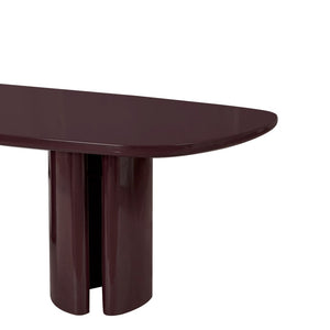 TOV Furniture Zola 94.5" Oval Dining Table - Contemporary Glamour with High-Gloss Finish for Stylish Gatherings Burgundy REN-D5120-15