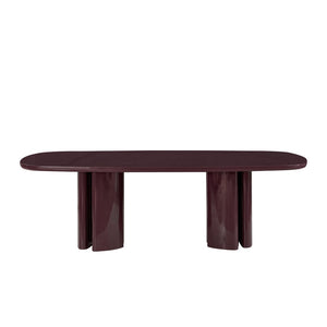 TOV Furniture Zola 94.5" Oval Dining Table - Contemporary Glamour with High-Gloss Finish for Stylish Gatherings Burgundy REN-D5120-15