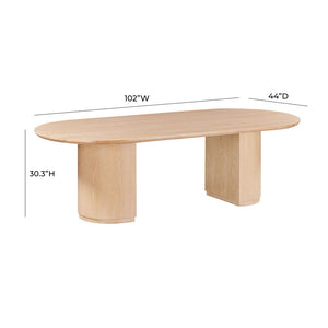 TOV Furniture Marlow 102" Oval Dining Table – Stunning Modern Design with Expansive Surface for Family Gatherings Natural REN-D700-15