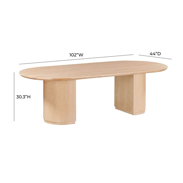 TOV Furniture Marlow 102" Oval Dining Table – Stunning Modern Design with Expansive Surface for Family Gatherings Natural REN-D700-15