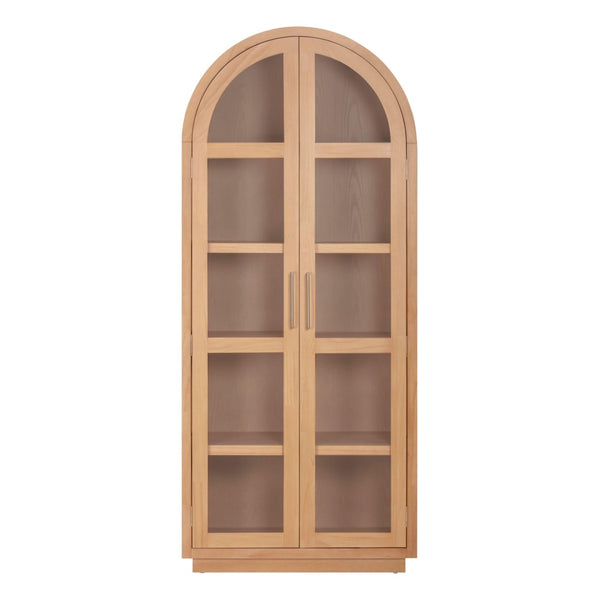 TOV Furniture Marlow Wood Display Cabinet - Elegant Arched Design with Soft-Close Doors & Adjustable Shelves Natural REN-D700-40