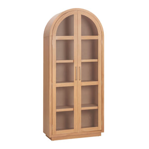 TOV Furniture Marlow Wood Display Cabinet - Elegant Arched Design with Soft-Close Doors & Adjustable Shelves Natural REN-D700-40