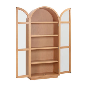 TOV Furniture Marlow Wood Display Cabinet - Elegant Arched Design with Soft-Close Doors & Adjustable Shelves Natural REN-D700-40