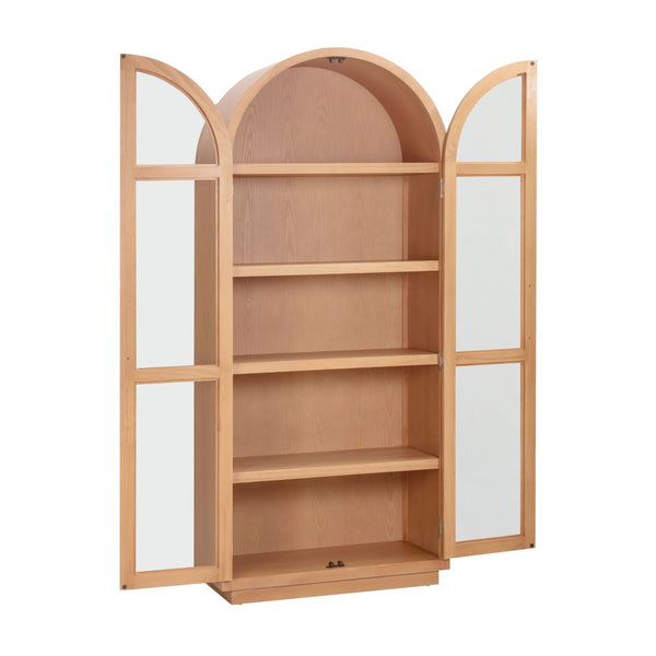 TOV Furniture Marlow Wood Display Cabinet - Elegant Arched Design with Soft-Close Doors & Adjustable Shelves Natural REN-D700-40