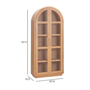 TOV Furniture Marlow Wood Display Cabinet - Elegant Arched Design with Soft-Close Doors & Adjustable Shelves Natural REN-D700-40