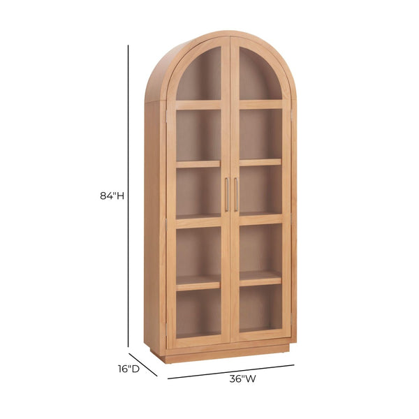 TOV Furniture Marlow Wood Display Cabinet - Elegant Arched Design with Soft-Close Doors & Adjustable Shelves Natural REN-D700-40